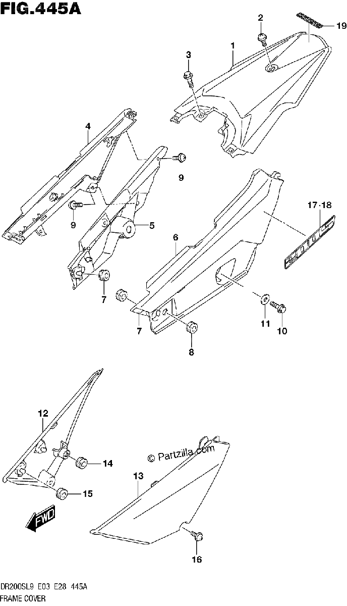 Diagrama de FRAME COVER DR200SL9 E03