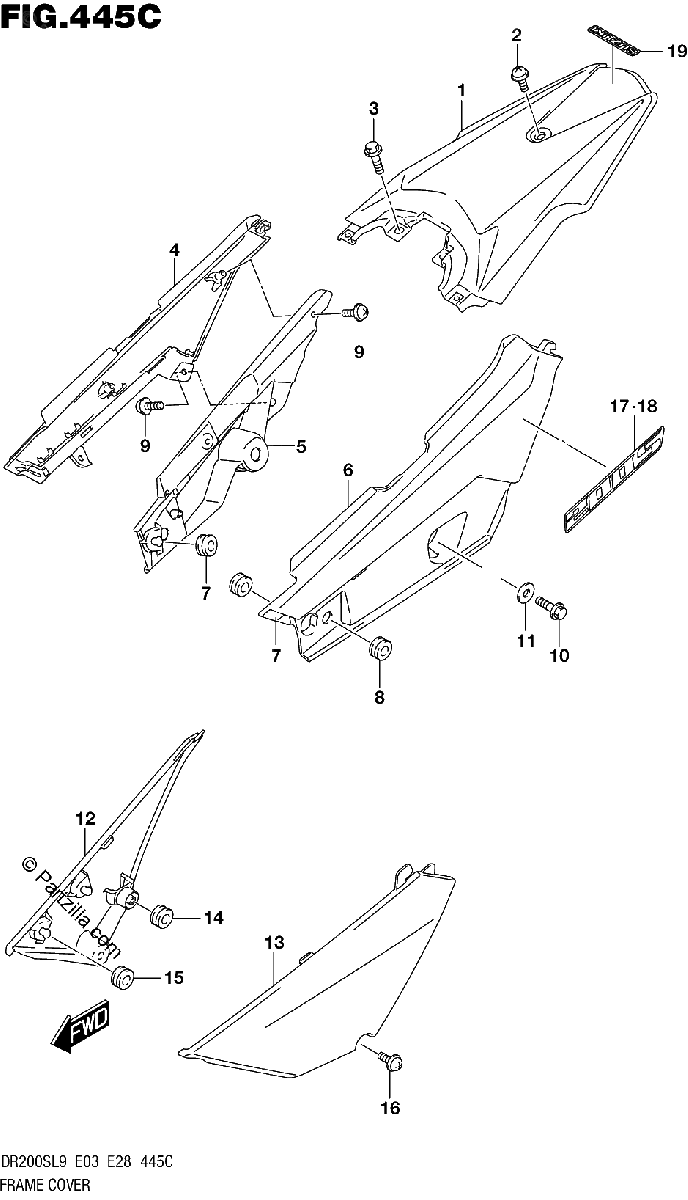 Diagrama de FRAME COVER DR200SL9 E33