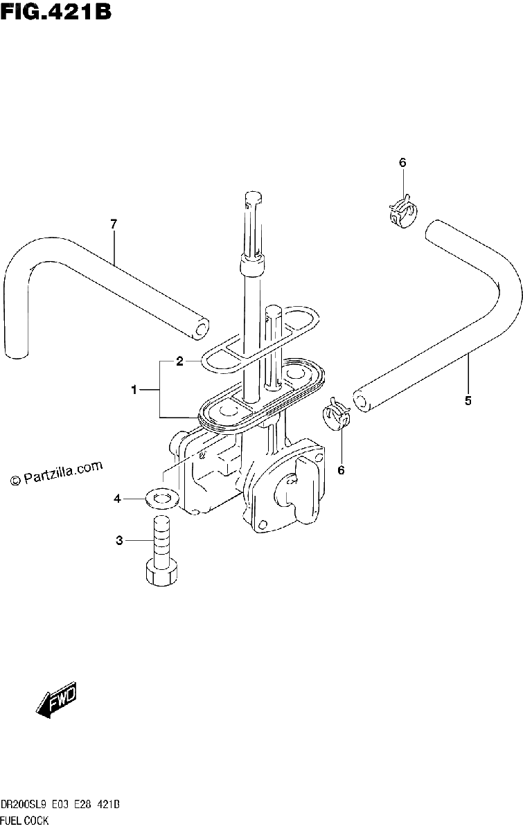 Diagrama de FUEL COCK DR200SL9 E28