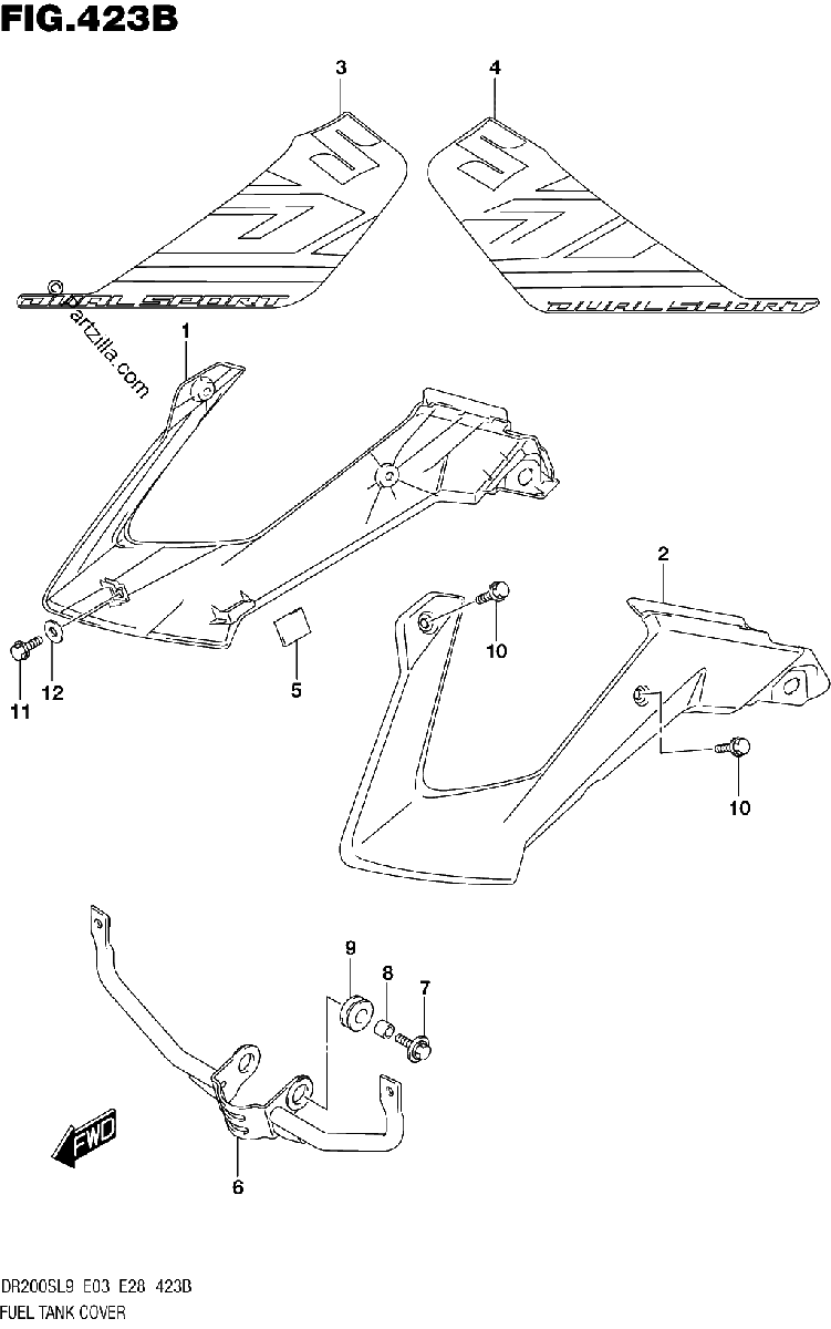 Diagrama de FUEL TANK COVER DR200SL9 E28