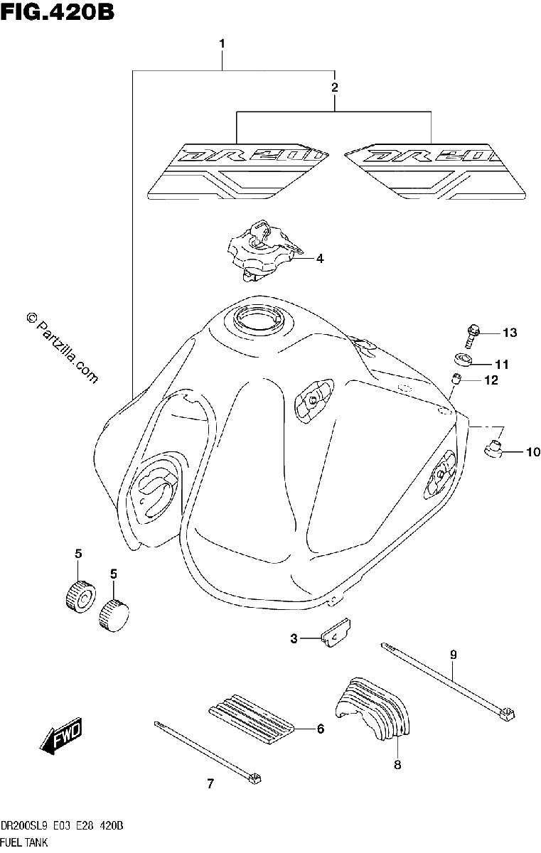 Diagrama de FUEL TANK DR200SL9 E28