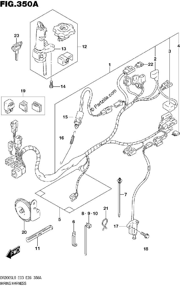 Diagrama de WIRING HARNESS DR200SL9 E03
