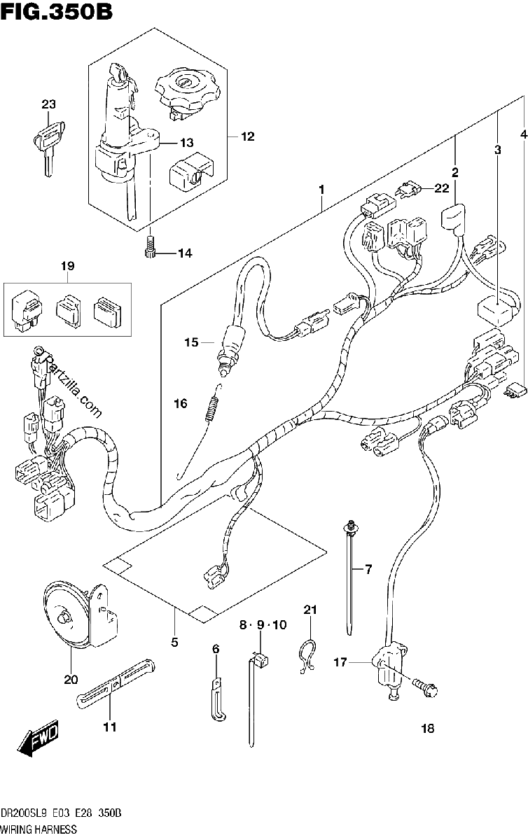 Diagrama de WIRING HARNESS DR200SL9 E28