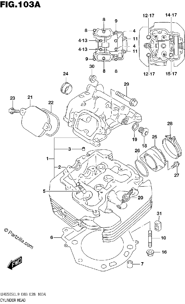 Diagrama de 103A CYLINDER HEAD