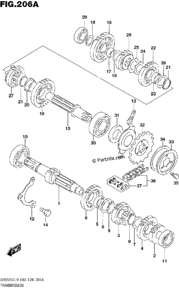 Diagrama de 206A TRANSMISSION
