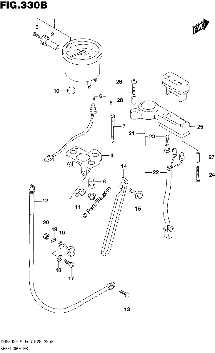 Diagrama de 330B SPEEDOMETER DR650SEL9 E28