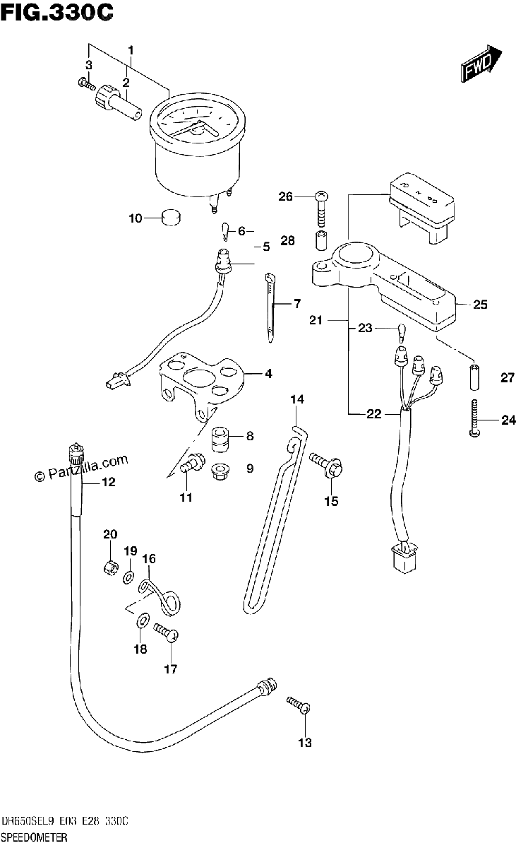 Diagrama de 330C SPEEDOMETER DR650SEL9 E33