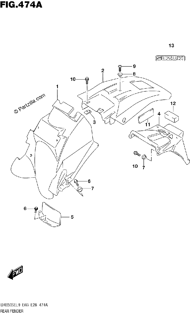 Diagrama de 474A REAR FENDER