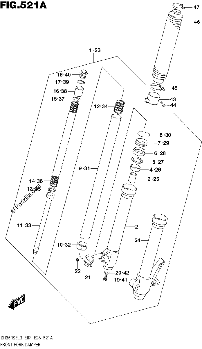 Diagrama de 521A FRONT FORK DAMPER