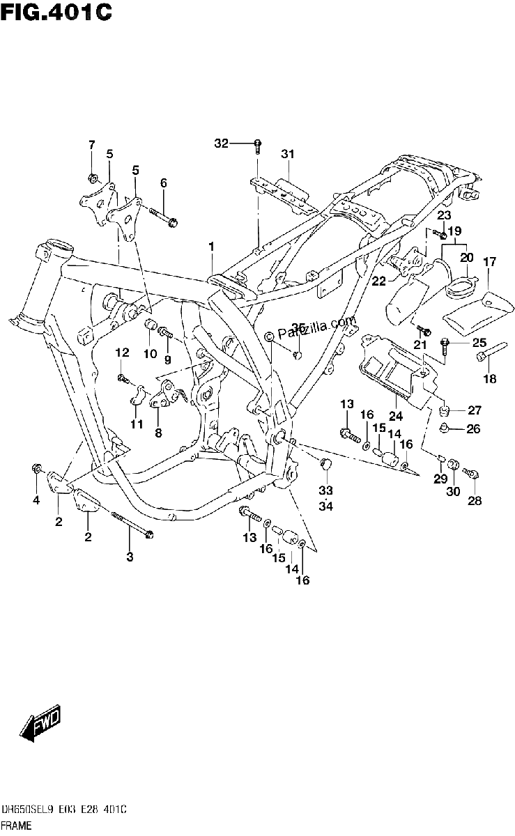 Diagrama de FRAME DR650SEL9 E33
