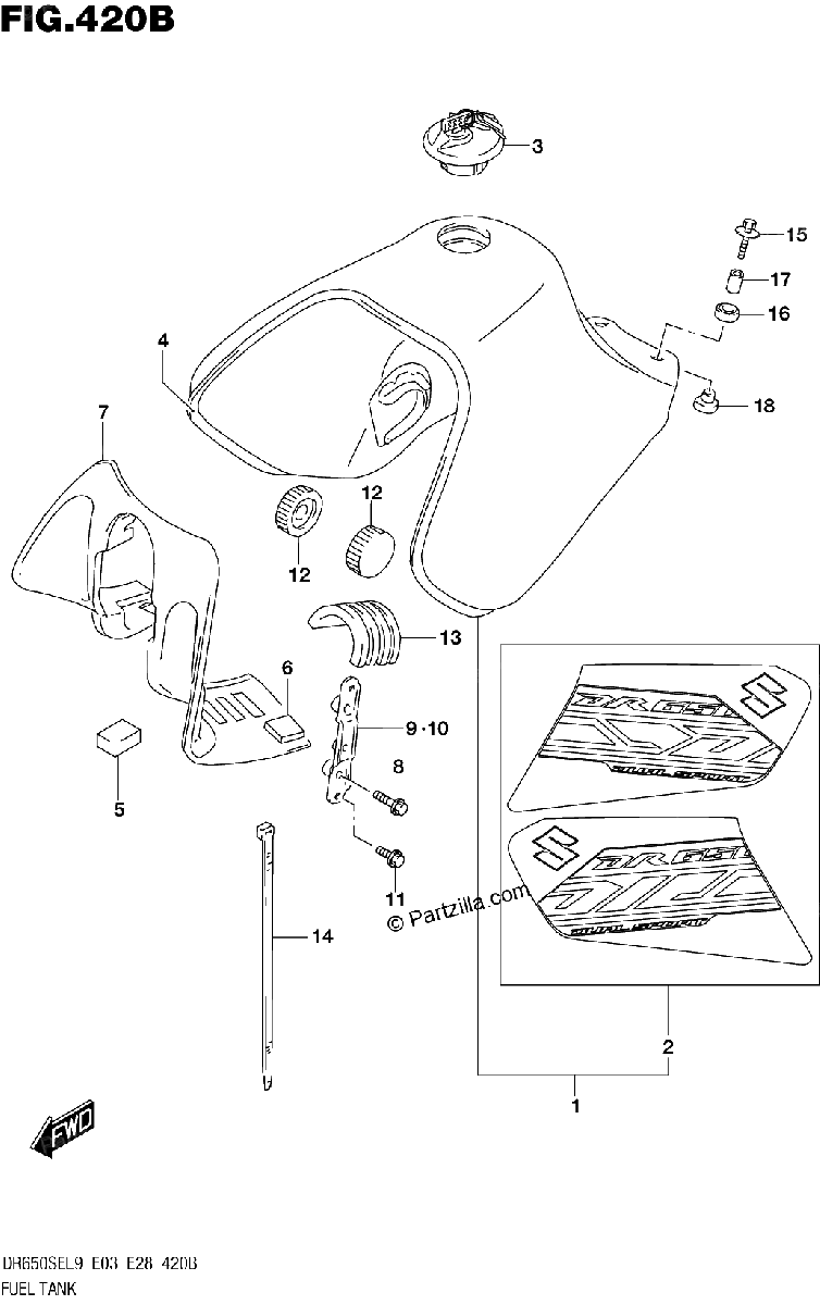 Diagrama de FUEL TANK DR650SEL9 E28