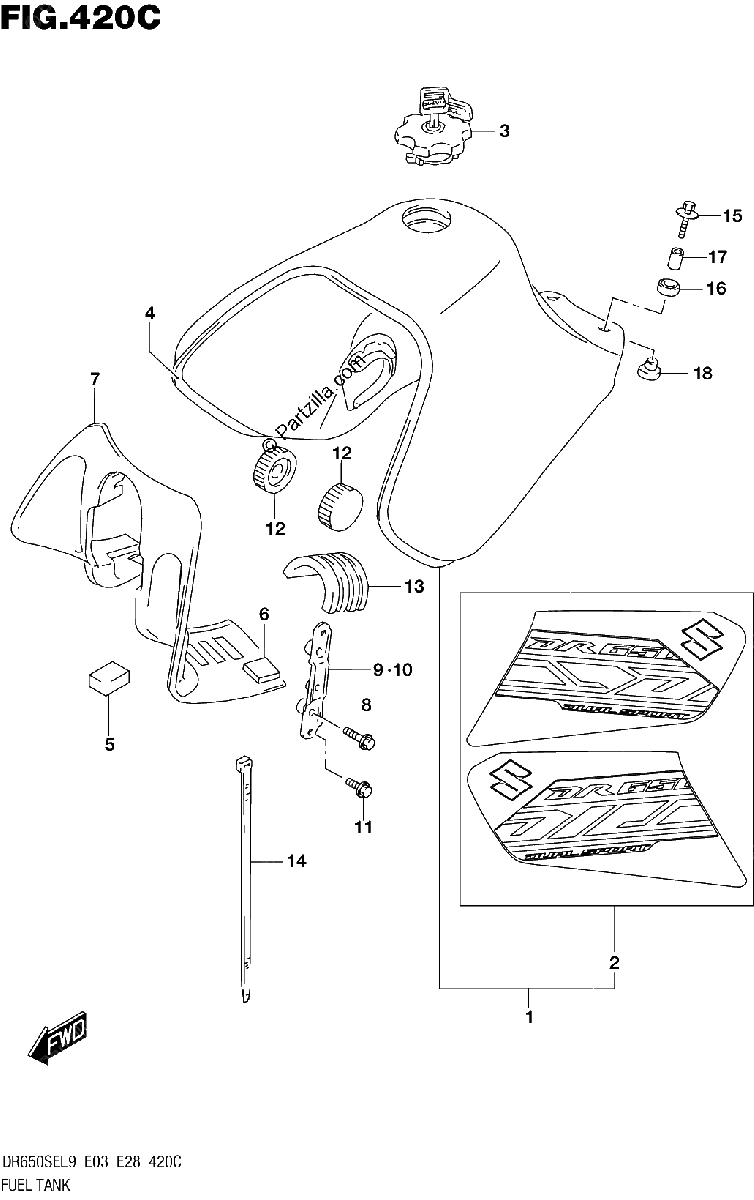Diagrama de FUEL TANK DR650SEL9 E33
