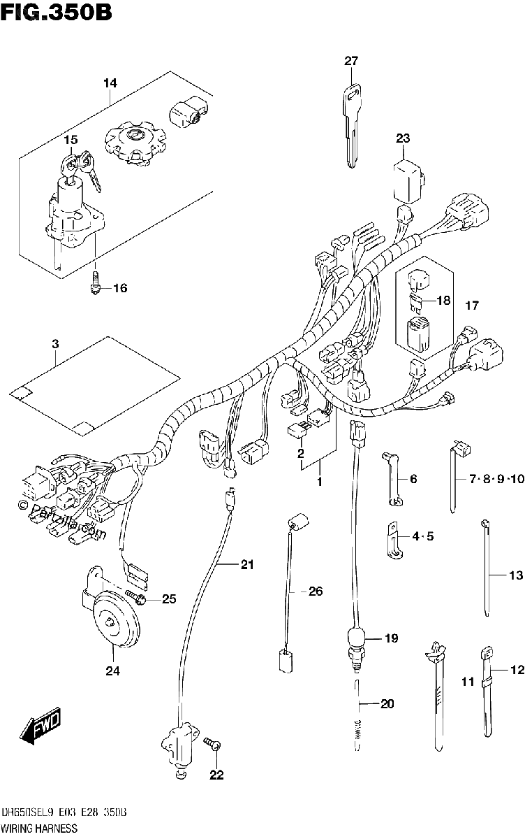 Diagrama de WIRING HARNESS DR650SEL9 E28