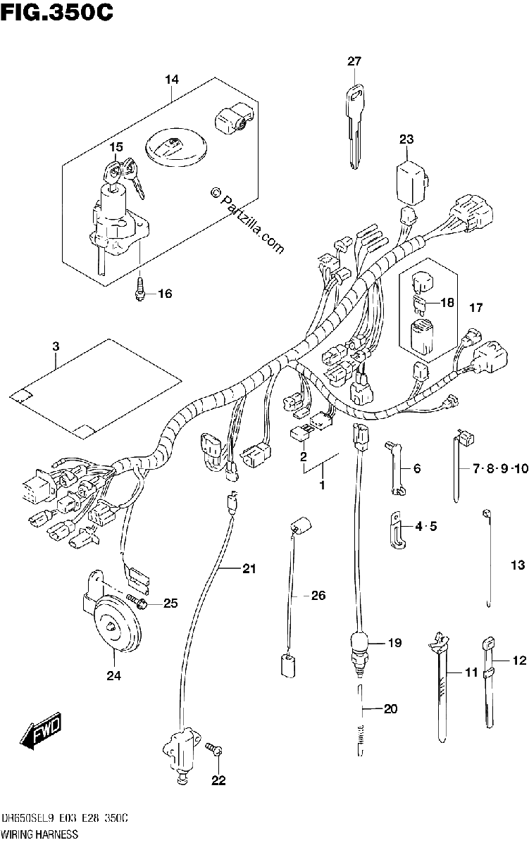 Diagrama de WIRING HARNESS DR650SEL9 E33