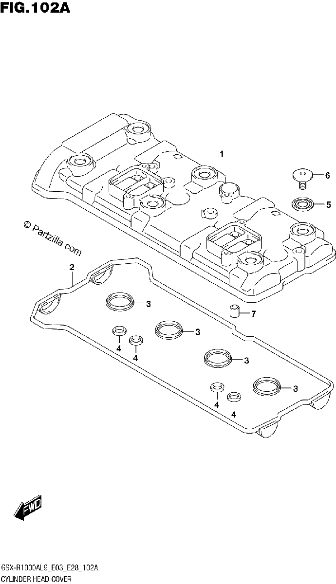 Diagrama de 102A CYLINDER HEAD COVER