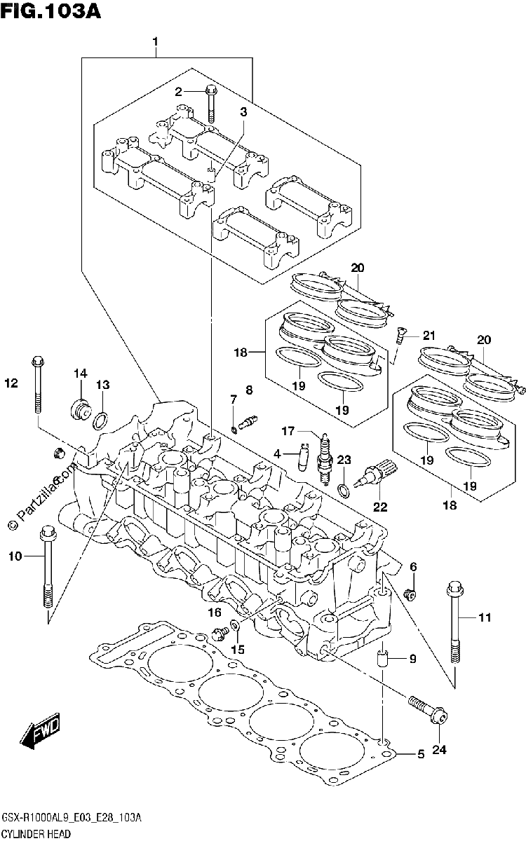 Diagrama de 103A CYLINDER HEAD