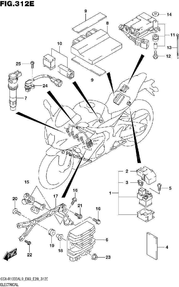 Diagrama de 312E ELECTRICAL E03 E28