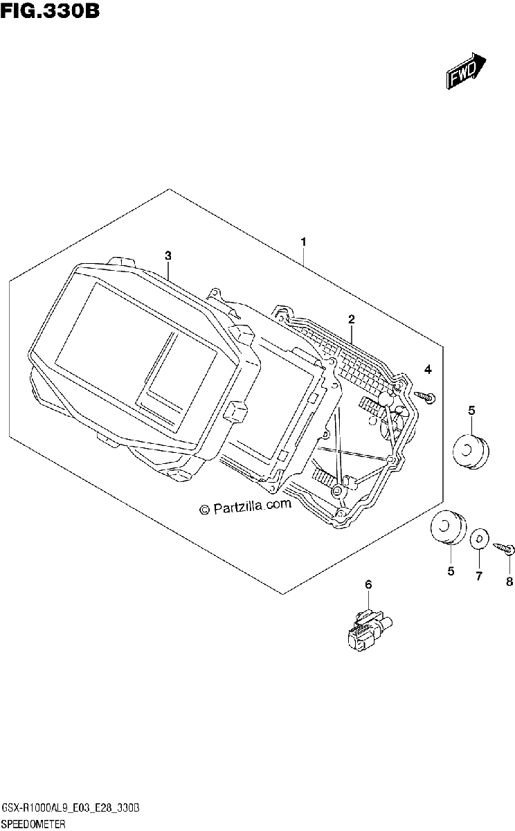 Diagrama de 330B SPEEDOMETER GSX R1000A E28