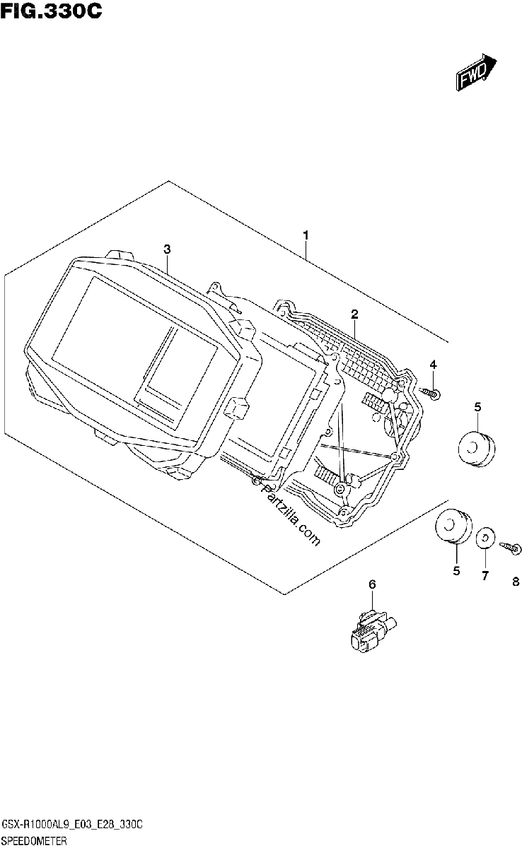 Diagrama de 330C SPEEDOMETER GSX R1000A E03 E33