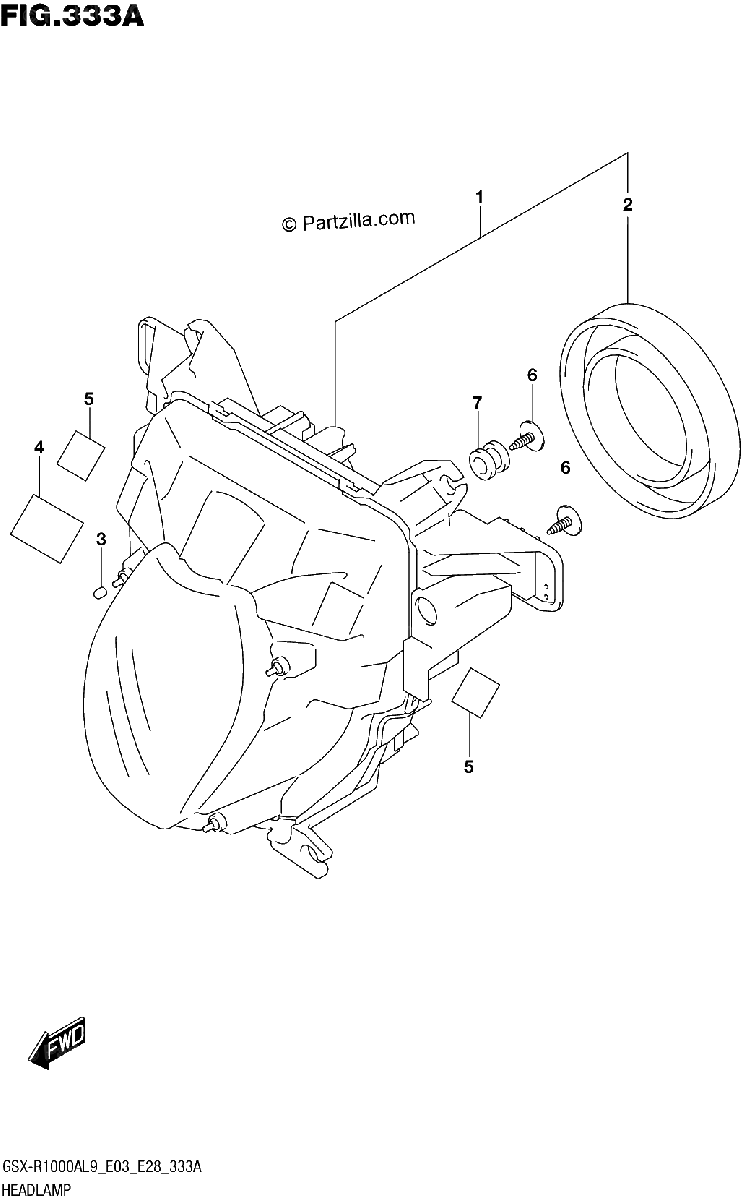 Diagrama de 333A HEADLAMP GSX R1000A
