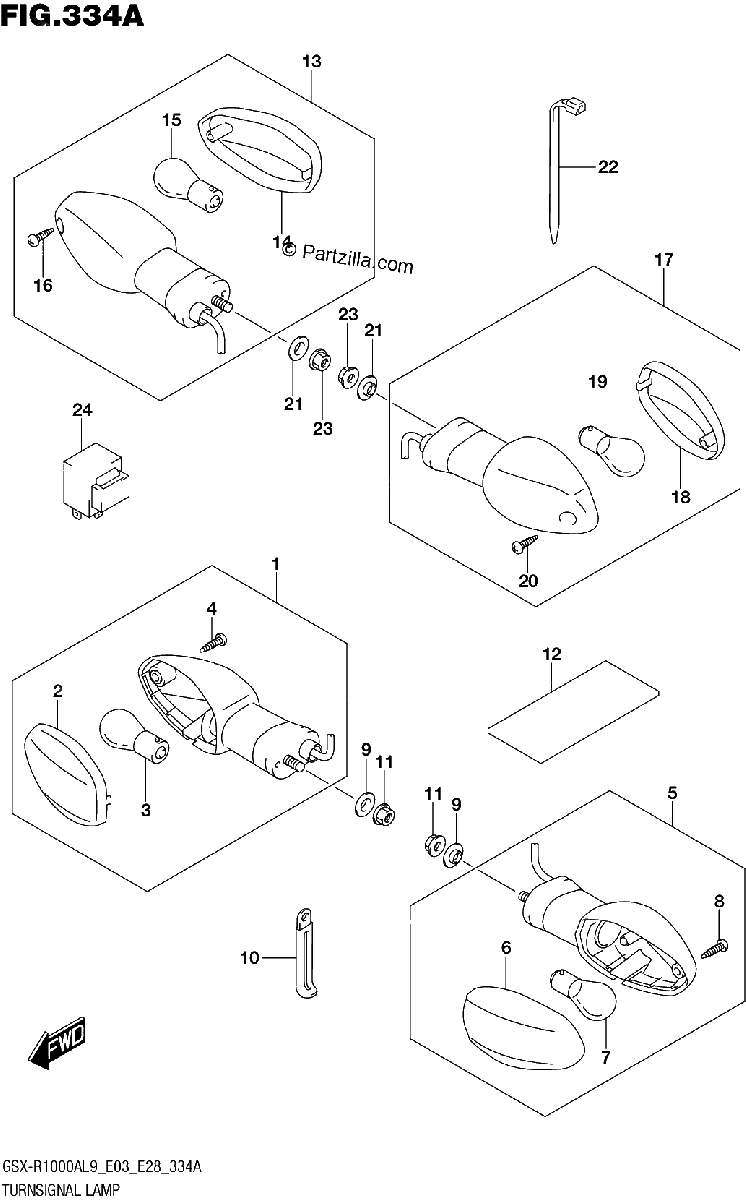 Diagrama de 334A TURNSIGNAL LAMP