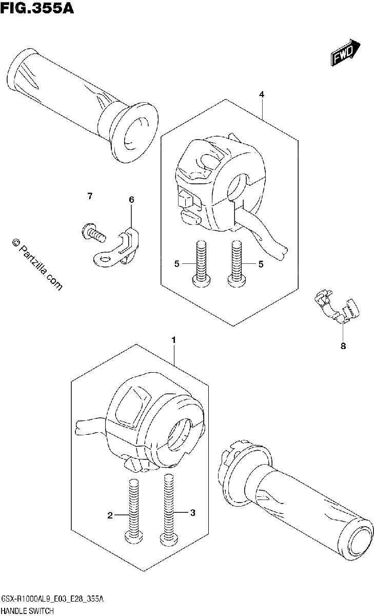 Diagrama de 355A HANDLE SWITCH