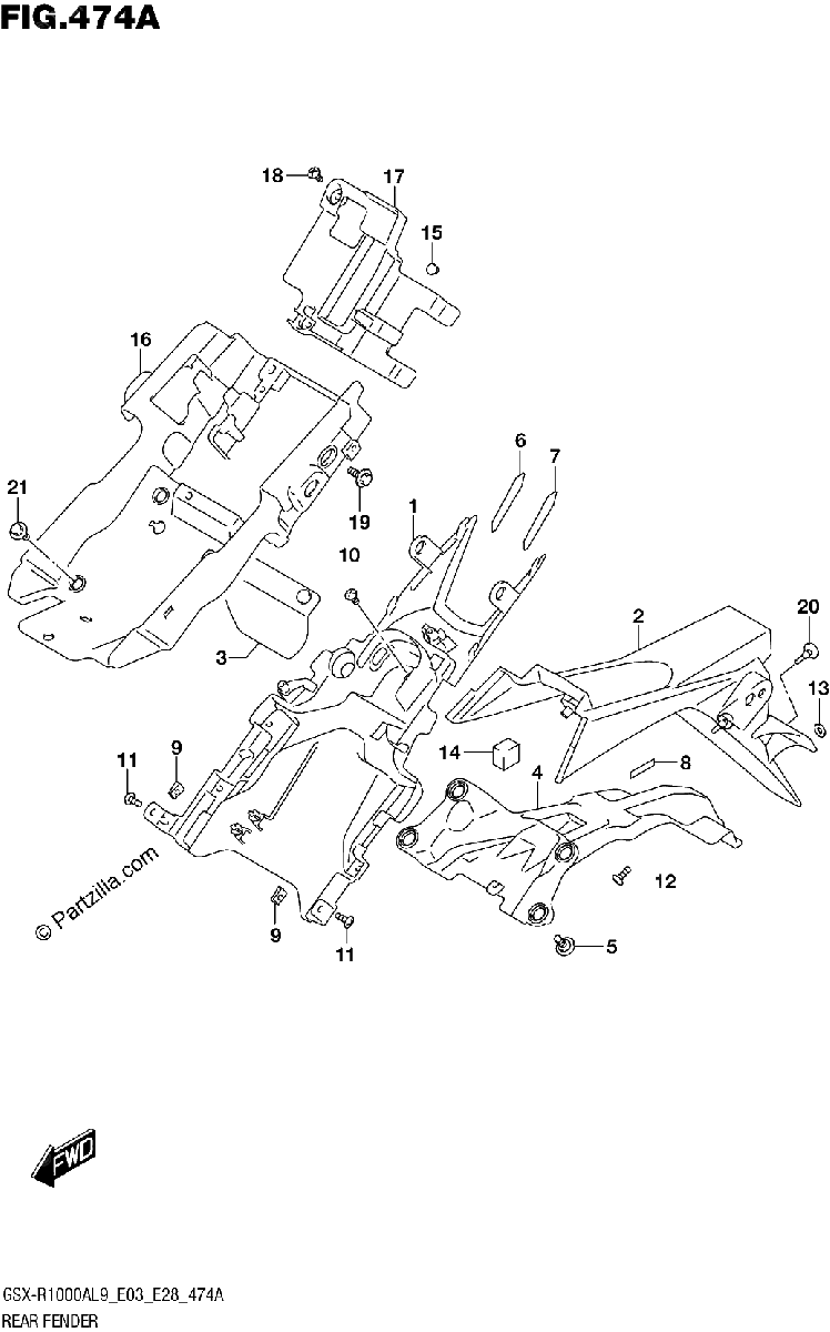 Diagrama de 474A REAR FENDER