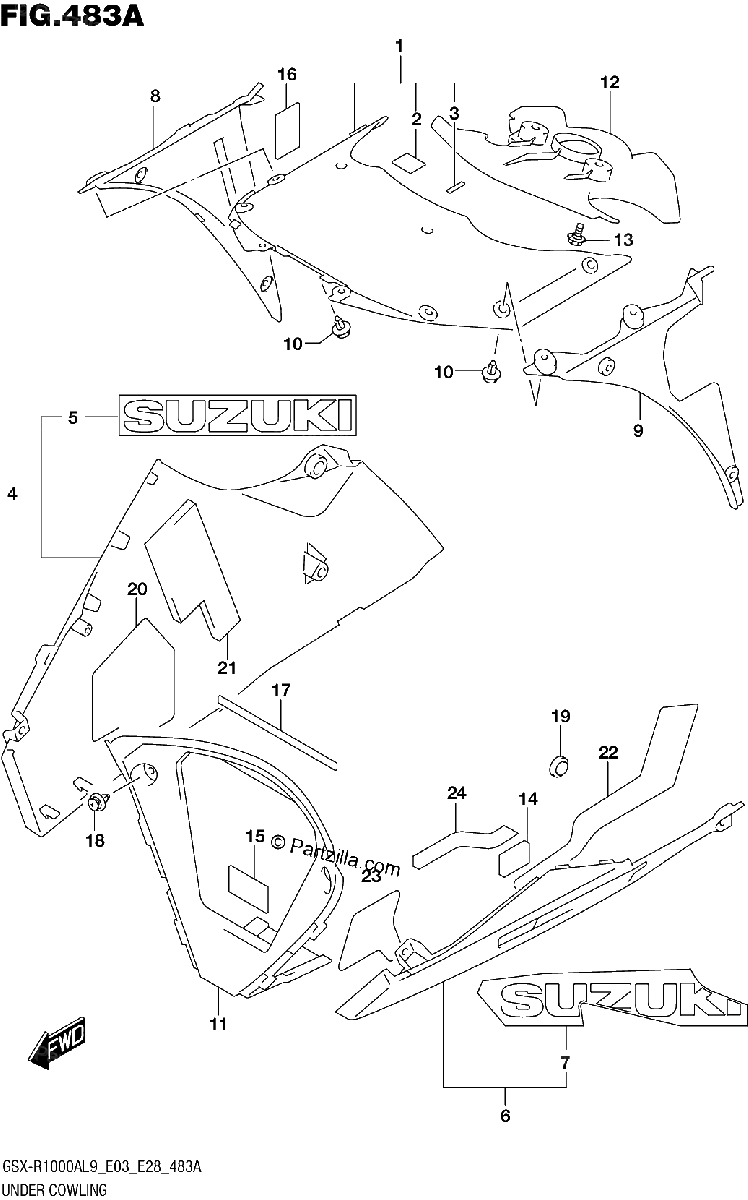 Diagrama de 483A UNDER COWLING GSX R1000A