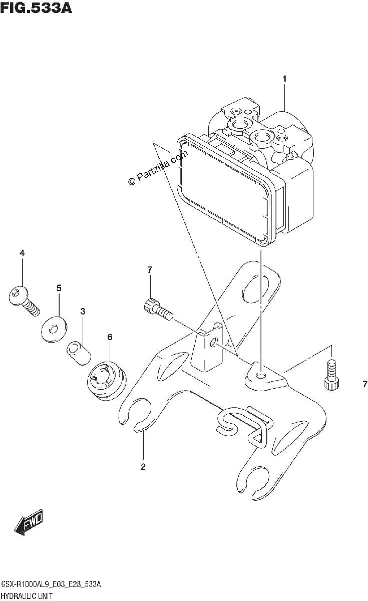 Diagrama de 533A HYDRAULIC UNIT GSX R1000A
