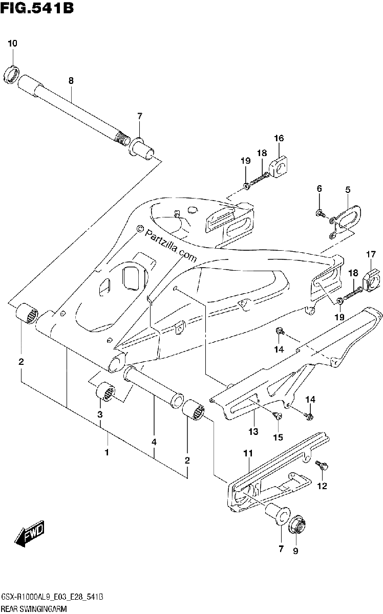 Diagrama de 541B REAR SWINGINGARM GSX R1000A