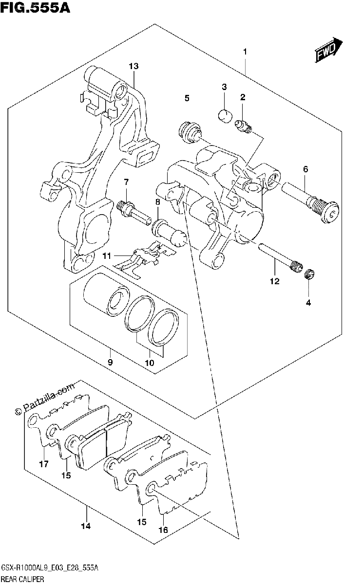 Diagrama de 555A REAR CALIPER