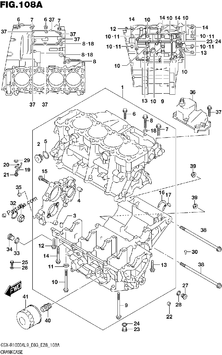 Diagrama de 108A CRANKCASE