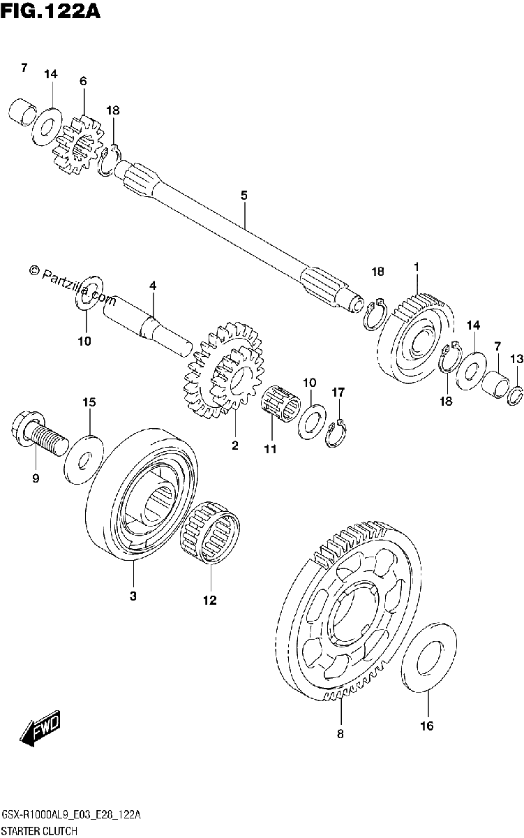 Diagrama de 122A STARTER CLUTCH