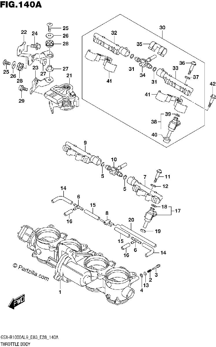 Diagrama de 140A THROTTLE BODY E03 E28