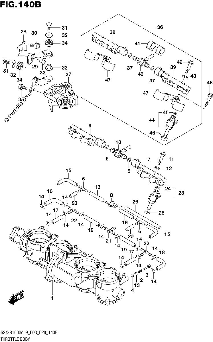 Diagrama de 140B THROTTLE BODY E33