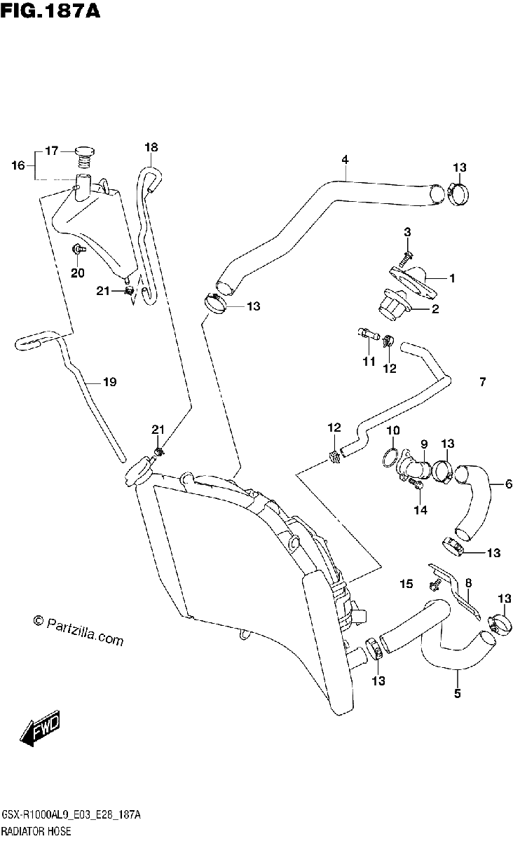 Diagrama de 187A RADIATOR HOSE