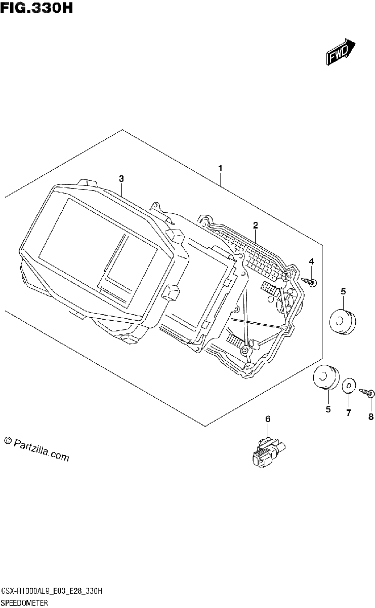 Diagrama de 330H SPEEDOMETER GSX R1000RA GSX R1000RZA E03 E33