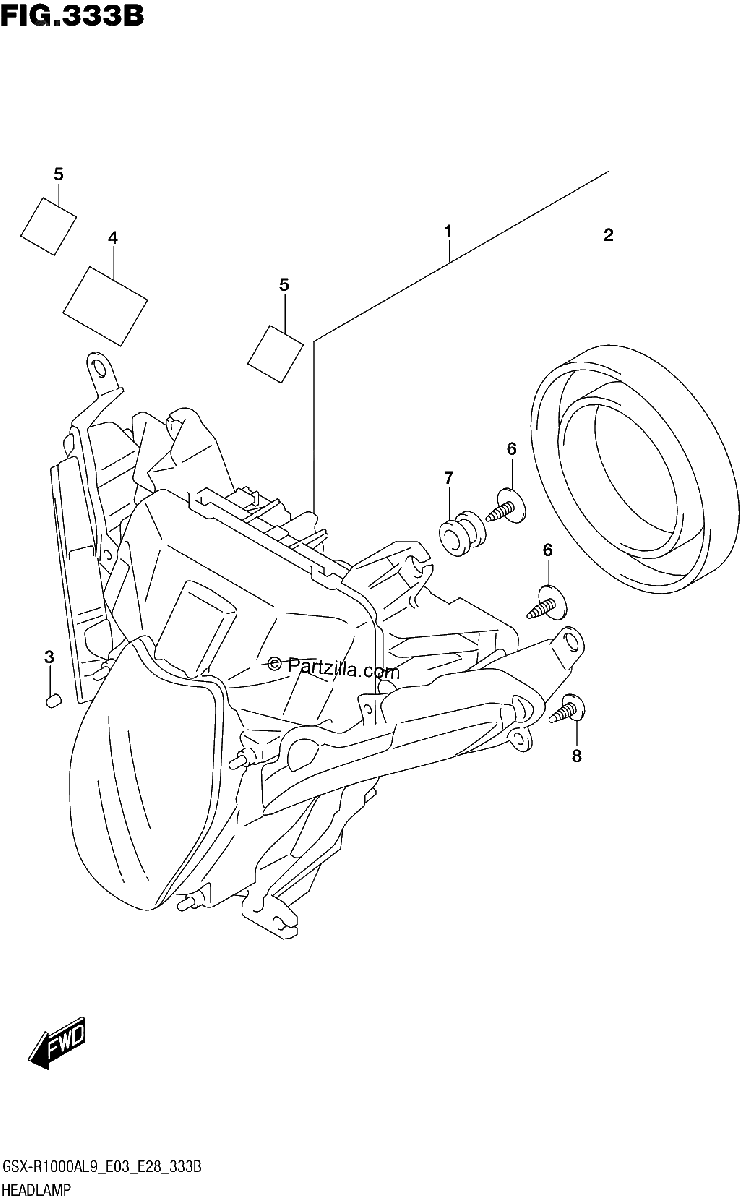 Diagrama de 333B HEADLAMP GSX R1000RA GSX R1000RZA