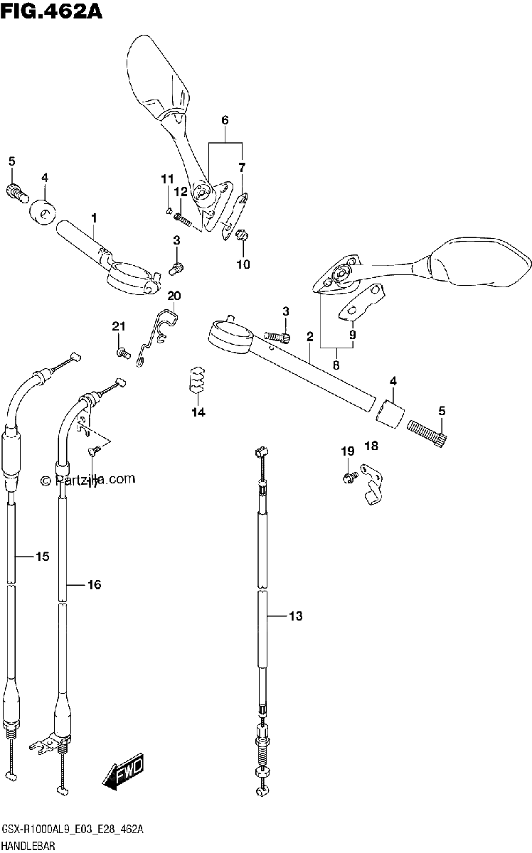 Diagrama de 462A HANDLEBAR