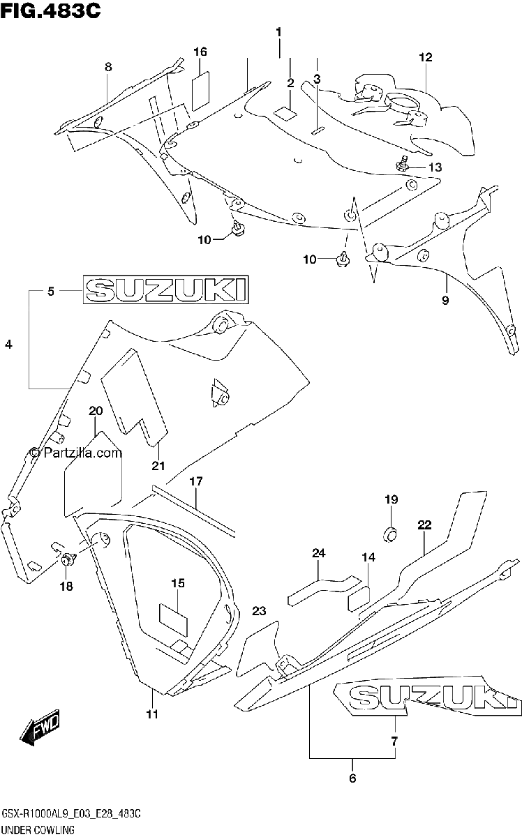 Diagrama de 483C UNDER COWLING GSX R1000RA