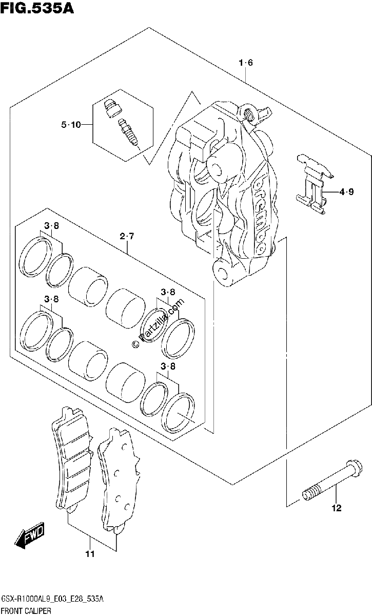 Diagrama de 535A FRONT CALIPER