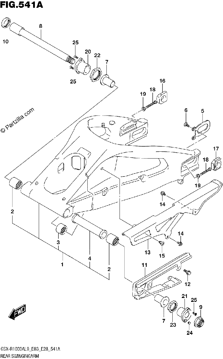 Diagrama de 541A REAR SWINGINGARM GSX R1000RA GSX R1000RZA
