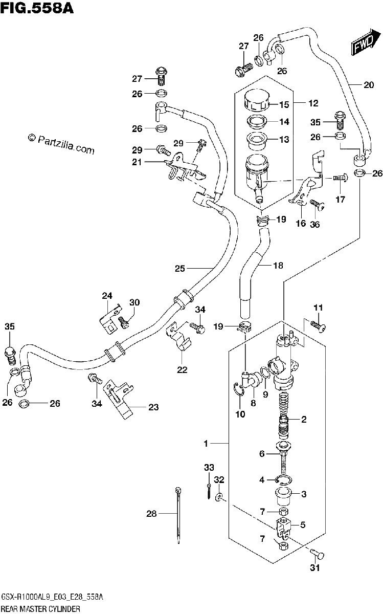 Diagrama de 558A REAR MASTER CYLINDER