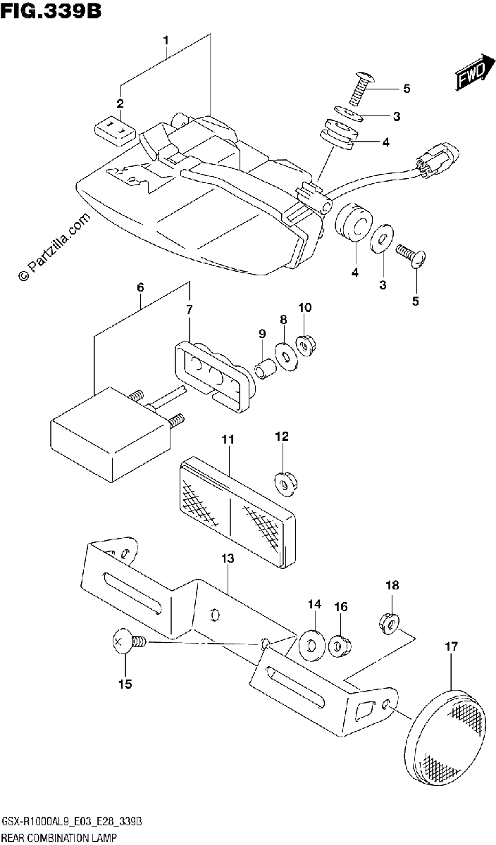Diagrama de 339B REAR COMBINATION LAMP