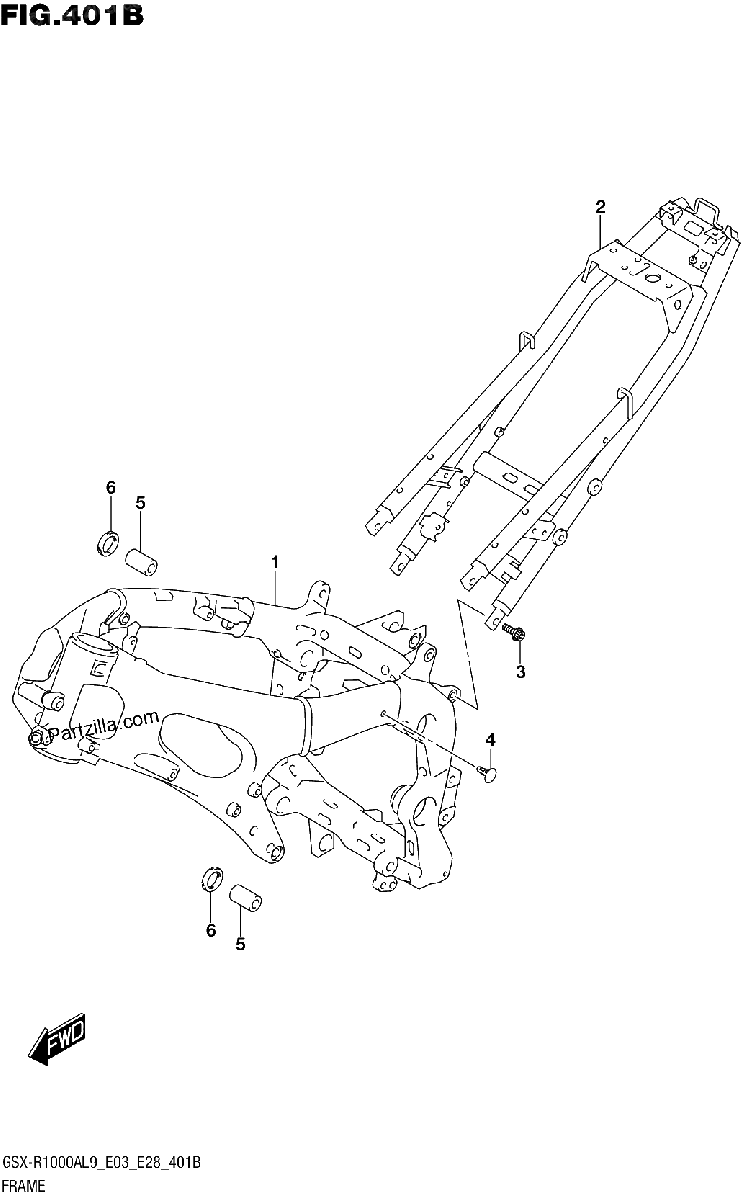 Diagrama de 401B FRAME GSX R1000RA GSX R1000RZA