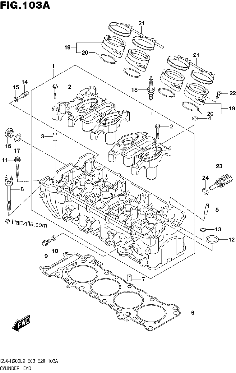 Diagrama de 103A CYLINDER HEAD