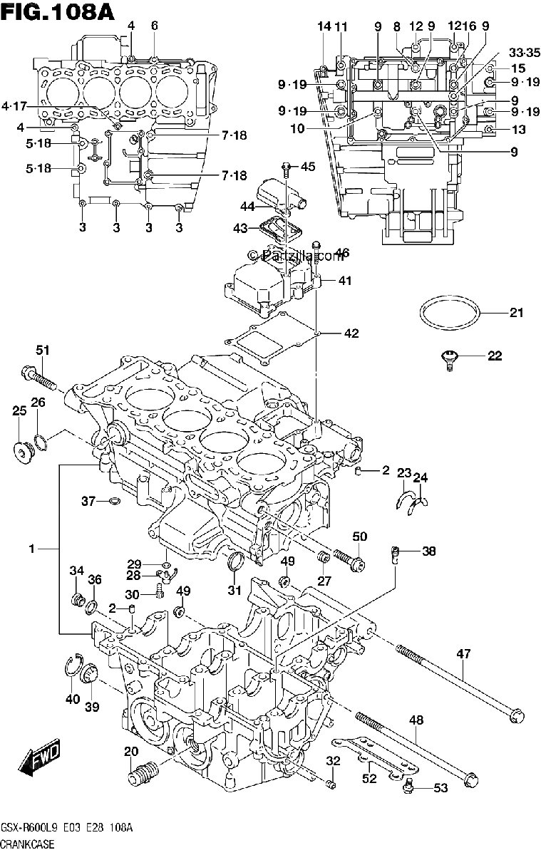 Diagrama de 108A CRANKCASE