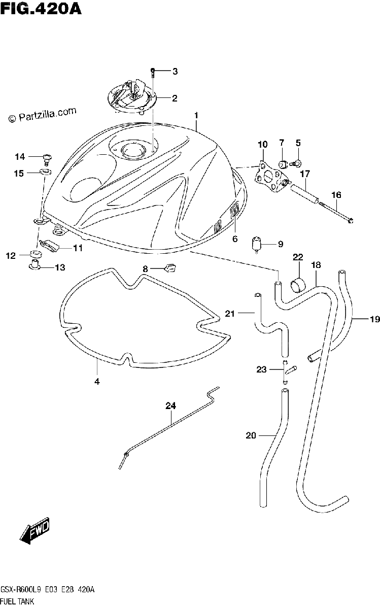 Diagrama de 420A FUEL TANK GSX R600L9 E03