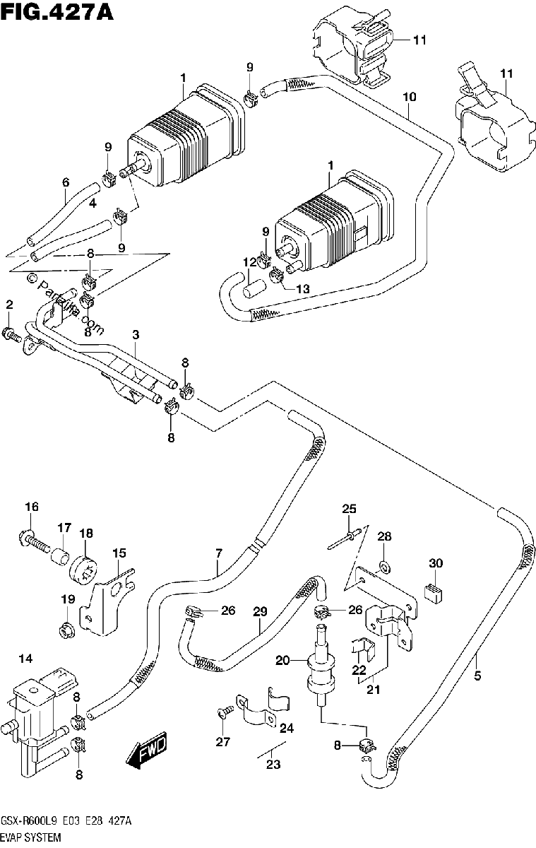 Diagrama de 427A EVAP SYSTEM GSX R600L9 E33