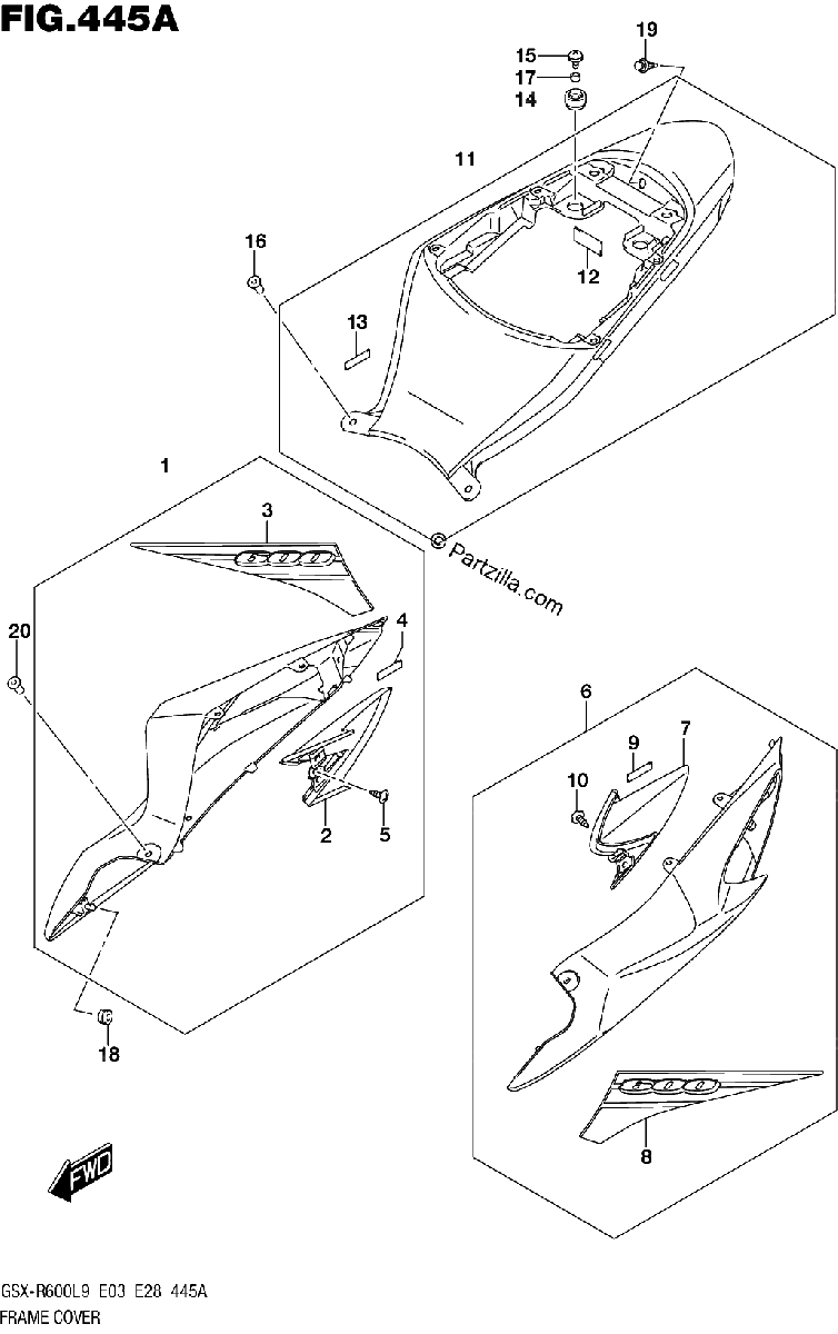 Diagrama de 445A FRAME COVER